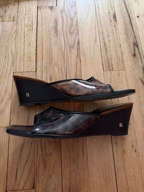 Rouje Wedge Sandals in Tortoiseshell and Black